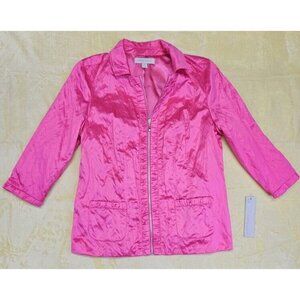 Womens Laura Ashley Metallic Pink 3/4 Zip Up Sleeve Lightweight Jacket Size M